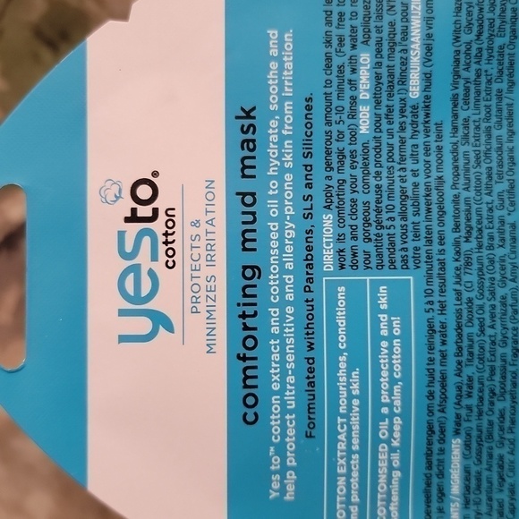 Yes to Cotton Comforting Mud Mask Single Sheet Masks For Sensitive Skin 2 Total - Picture 3 of 7